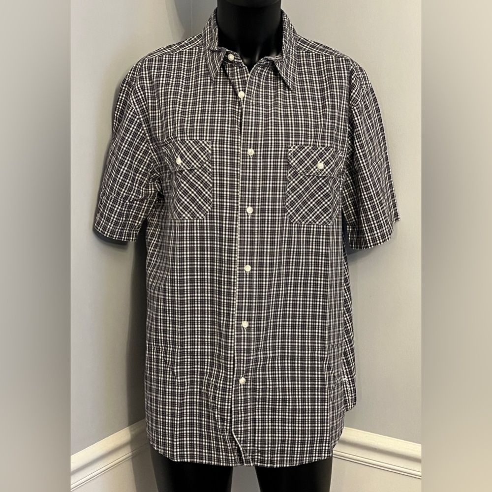 Chaps Denim Black & White Cotton Button Down Shirt Size XL - Picture 1 of 3